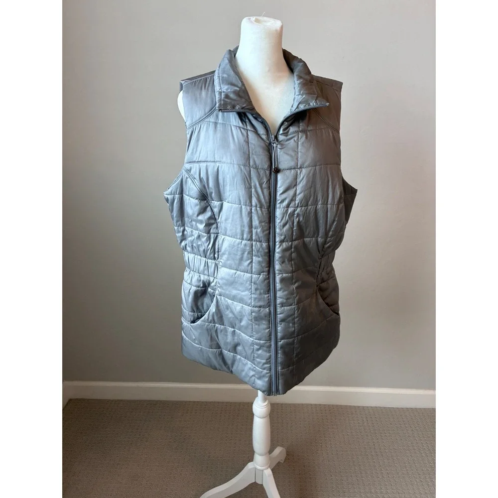 Style & Co‎ Women's Silver Quilted Puffer Vest Sleeveless Lightweight L
